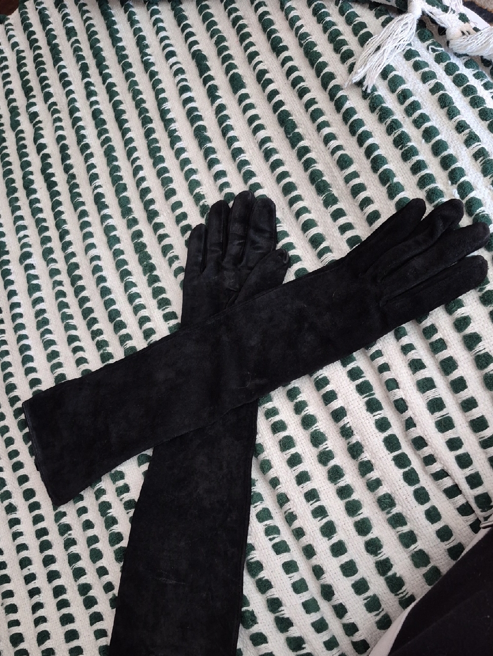 Long Black Suede Opera Gloves - Women's Elegant Evening Gloves